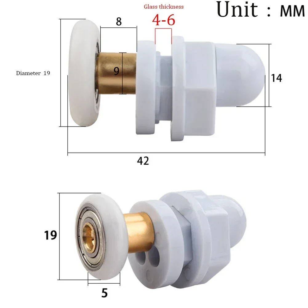 4er-Pack Duschtürrollen Hochwertige Rollen 19 mm/23 mm/25 mm/27 mm/29 mm Ersatzräder für Glasschiebetüren: Rosa