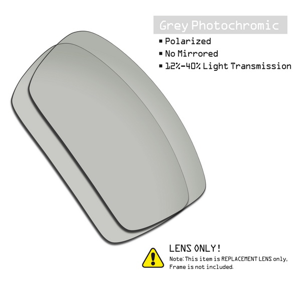 SmartVLT Polarized Replacement Lenses for Oakley Gascan Sunglasses - Multiple Options: Grey Photochromic