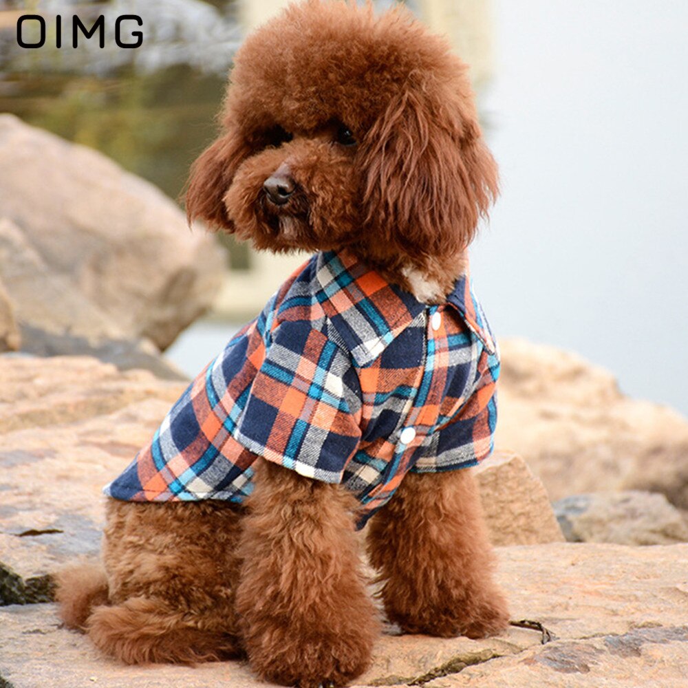 Oimg Samll Honden Kleding Klassieke Hond Blouse Zachte Katoen Huisdier Plaid Shirts Tops Lente Herfst Pug Teddy Teckel Huisdier Kleding