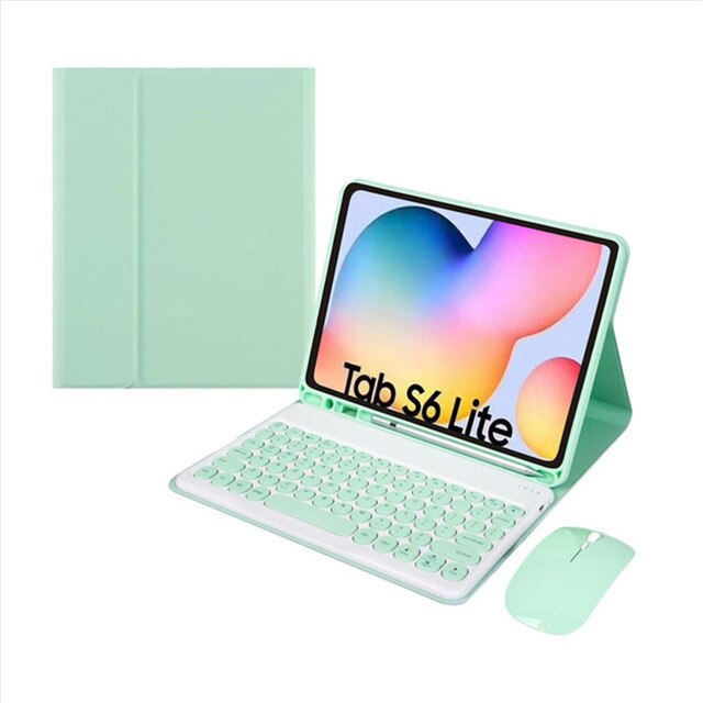 Schutzhülle für samsung galaxy tab  s6 lite 10.4 -p610 sm-p615  p610 p615 10.4 zoll-tablet mit bluetooth-tastatur: Grüne runde maus