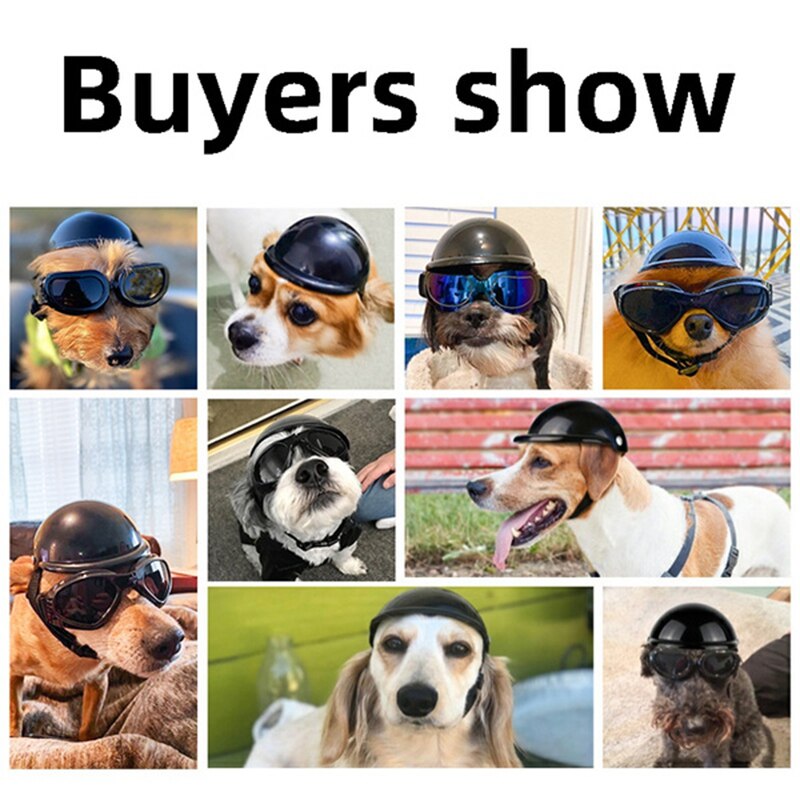 gorro perro casco moto casco perro accesorios perros Casco con gafas de sol para mascotas, protección para la cabeza para gatos, perros y cachorros