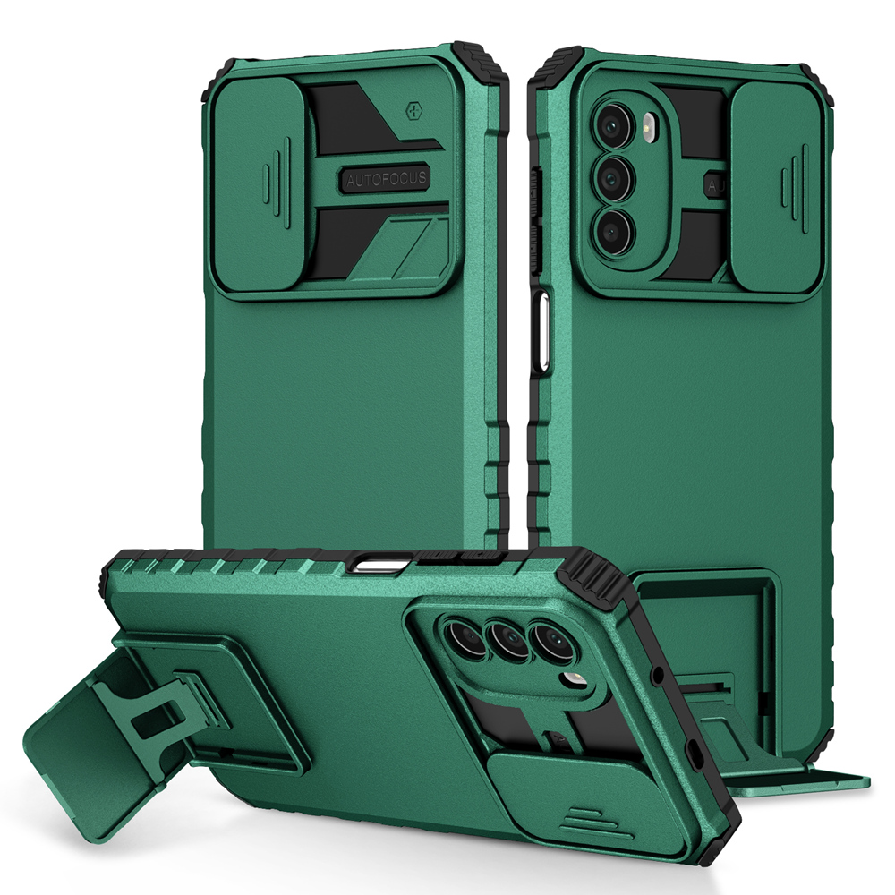 Shockproof Case for Motorola MOTO G52 G42 G22 G82 Push Pull Camera Protection Live Stand Phone Cover for MOTO G50 5G E32: EVA / green