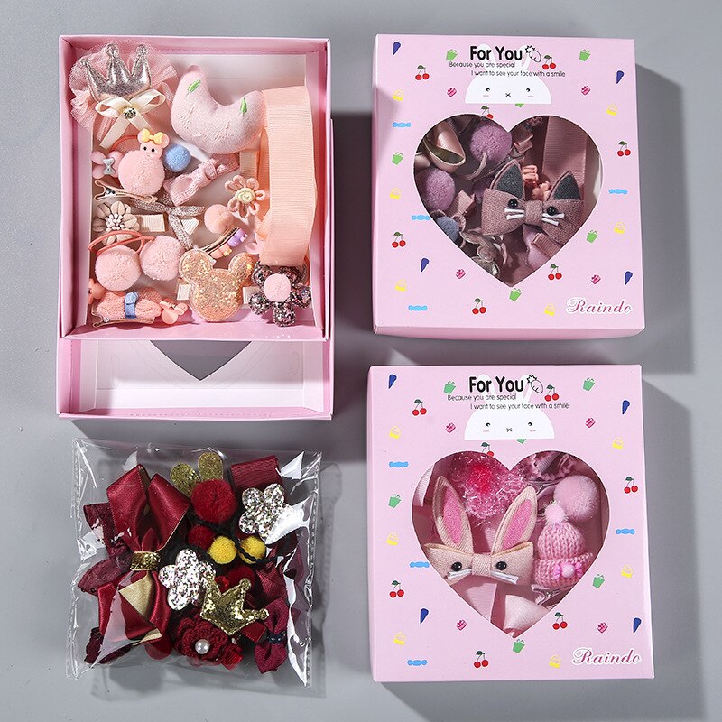 18 stuks/doos baby haaraccessoires set kinderen schattige stoffen strik bloem haarspelden haarspeldjes haarclips meisjes hoofdtooi