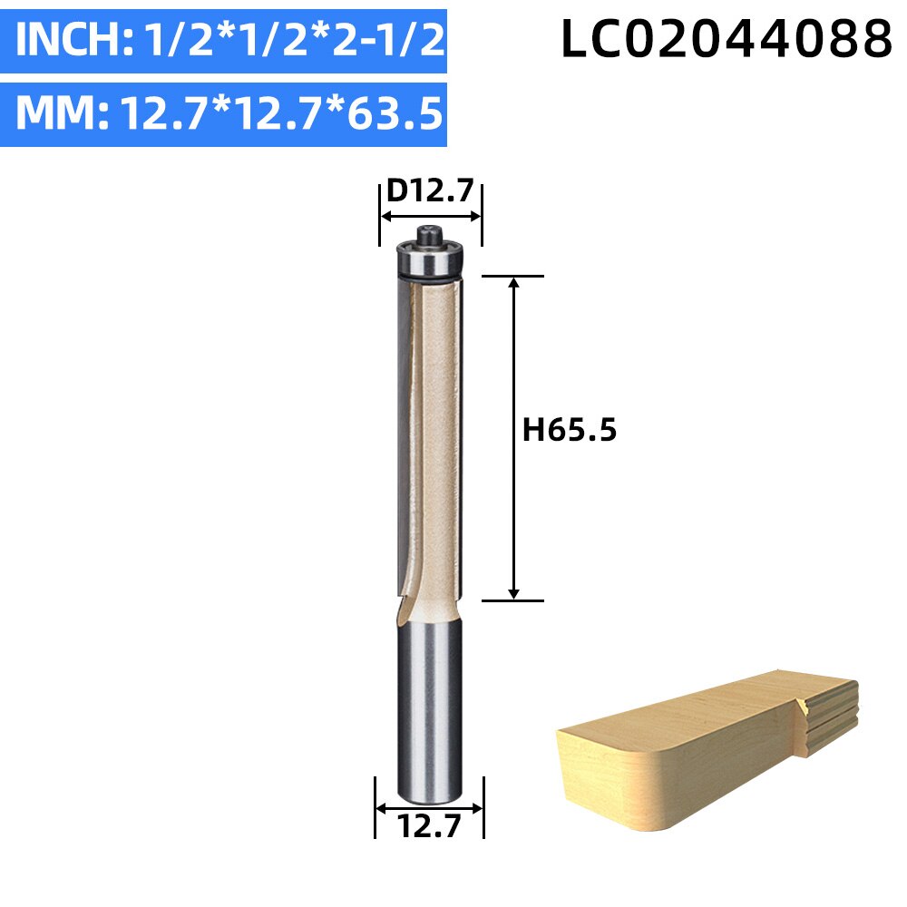 LIDIAO 1pc 1/2 ''1/4'' Schacht Langdurig trimmen beetje met lager Houtbewerking router bit 2 fluit straight bit frees