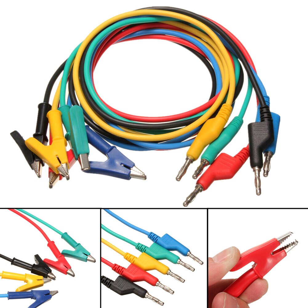 5Pcs Test Lijn Silicone Banana Plug Alligator Clip Probe Lead Kabel Voor Elektrische Laboratorium NJ88