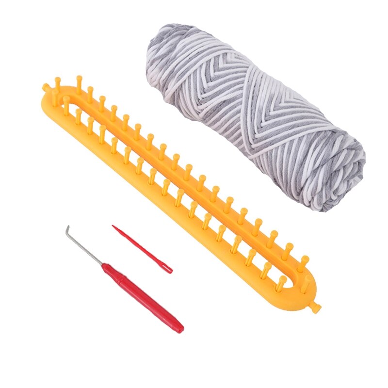 Weaving Loom Knitting Kit Plastic Pompom Sock Hat Scarf Scarves Maker Plastic Long Handle DIY Weaving Tool Random Color: Cotton 36CM Close 