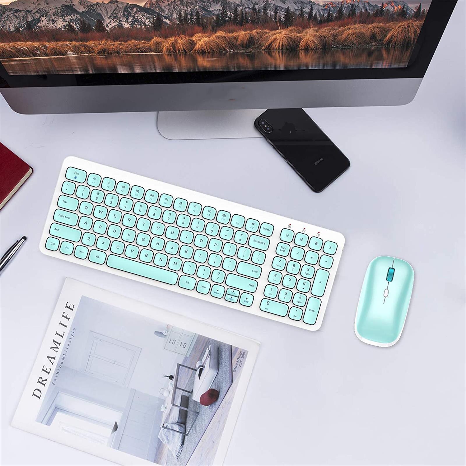 2.4 Ghz Wireless Keyboard Gaming Muis Sets Stille Ultra Dunne Pc Toetsenbord 1600 Dpi Draadloze Muis Voor Laptop Pc Games клавиатура