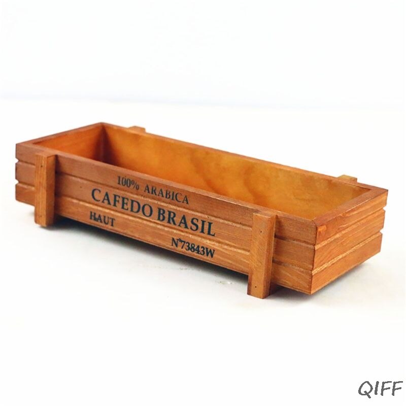 Vintage Houten Tuin Bloem Planter Succulent Pot Rechthoek Trog Doos Plant Bed: BR