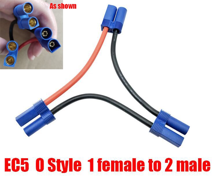 EC5 Parallel Batterij Connector Kabel Dual Extension Y Splitter 12AWG Silicone Draad 10Cm Y / O Stijl Voor Rc speelgoed: O 1 female to 2 male