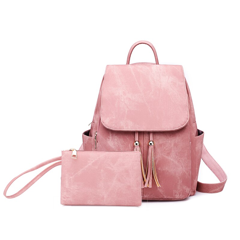 Hoge Capaciteit Luxe Leather School Rugzakken Vrouwelijke Vintage Rugzak Voor Meisjes Schooltas Reizen Rugzak: Pink