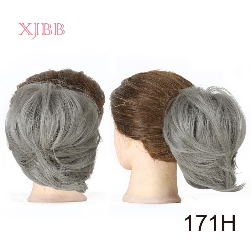 Xjbb syntetisk hår knold lige elastik hår extensions scrunchies donut chignon kort hestehale til kvinder: 171h