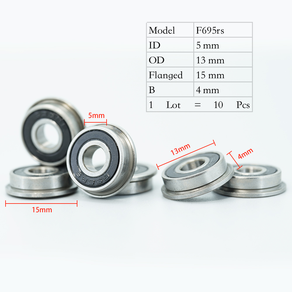 F695 2RS Bearing 5*13*4 mm 10Pcs ABEC-7 Flanged Mi... – Vicedeal