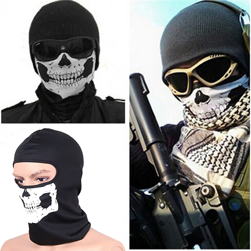 Motorcycle CS Ghost Skull Mask Balaclava Biker Cycling Face Mask Neck Scarf Headwear Dustproof Windproof Warming Shield