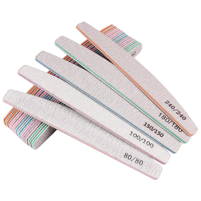 5pz/10pz lime per unghie colorate per barche in carta vetrata 80/100/150/180/240 tampone di carta vetrata grigia smeriglio bordo manicure accessori per unghie