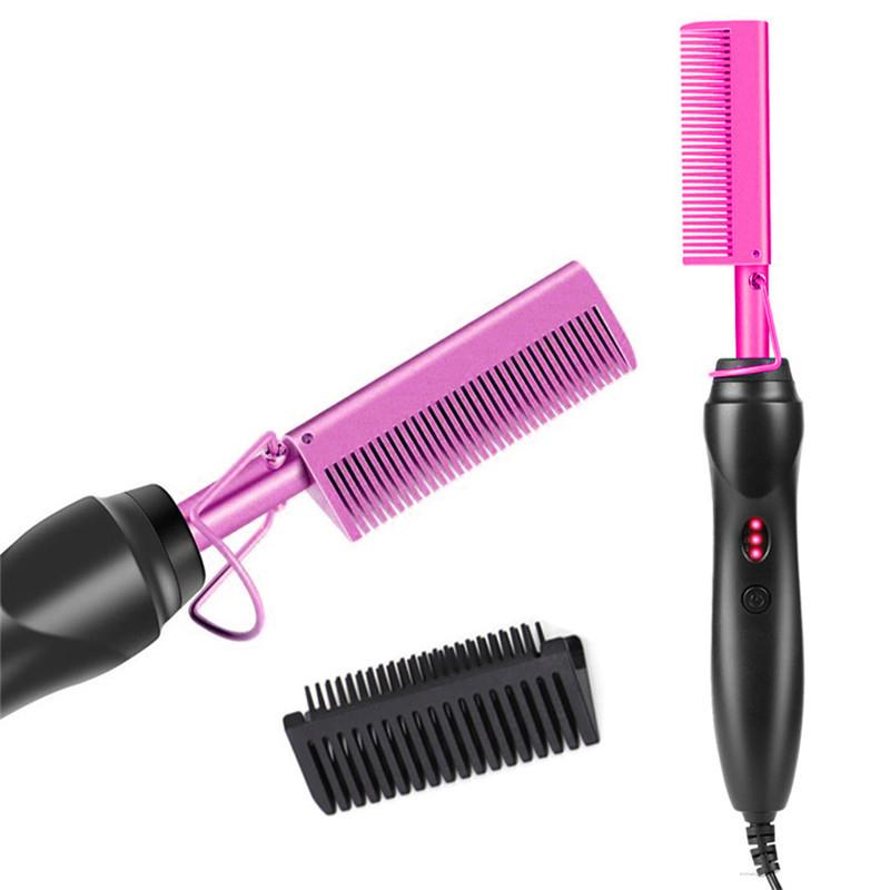 2 en 1 peigne lisseur électrique brosse à lisser les cheveux lissage fer peigne bigoudi humide sec utilisation peigne chauffant pour les cheveux