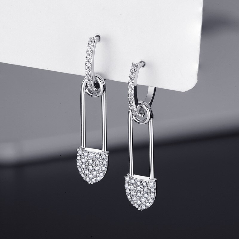 Sipengjel moda prata cor pino de segurança balançar brincos de gota bonito geométrico pingente brincos para festa feminino jóias presente