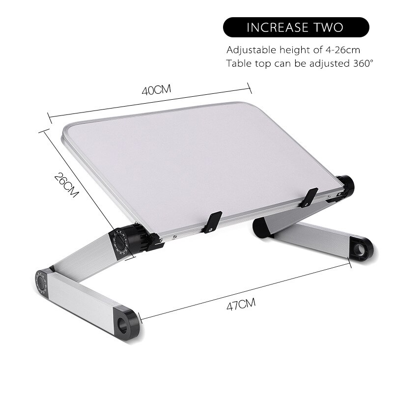 Adjustable Computer Table Aluminum Alloy Laptop Desk 360 Degree Laptop Stand Foldable Computer Table Stand Tray Notebook Stand: White A