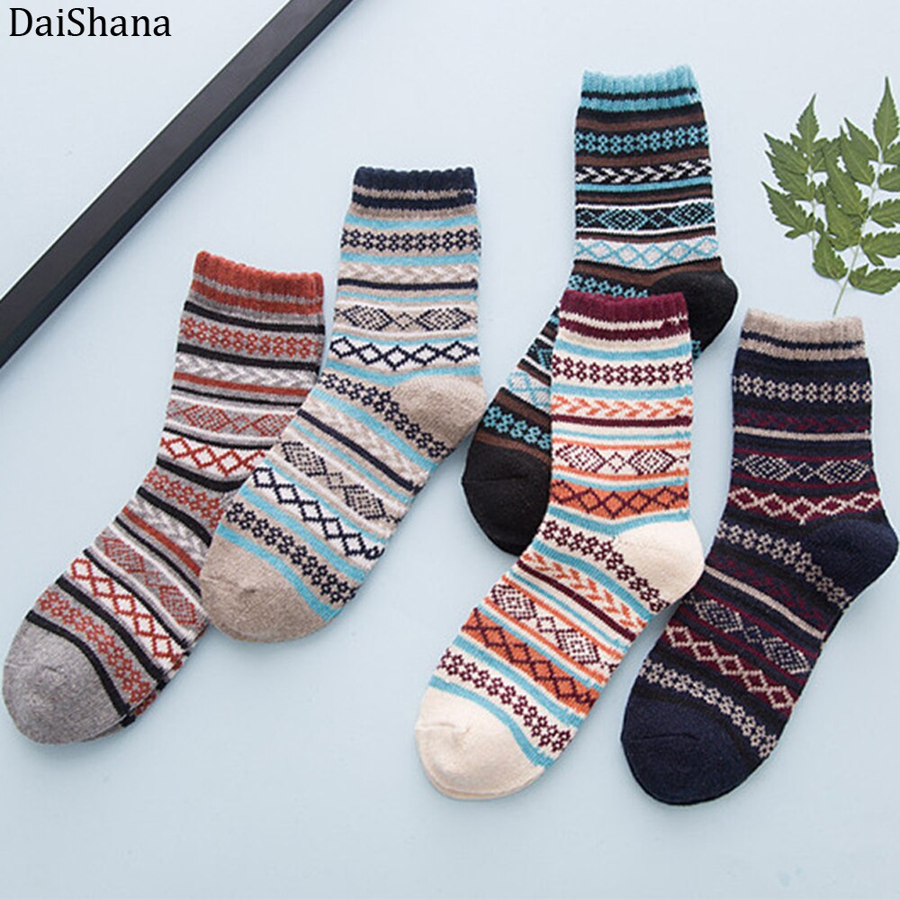 DaiShana 1 paar Casual Man Zachte Dikke Warme Sokken Konijn Wol Blends Warme Winter Sokken Man Retro Stijl Kleurrijke Ademend sokken