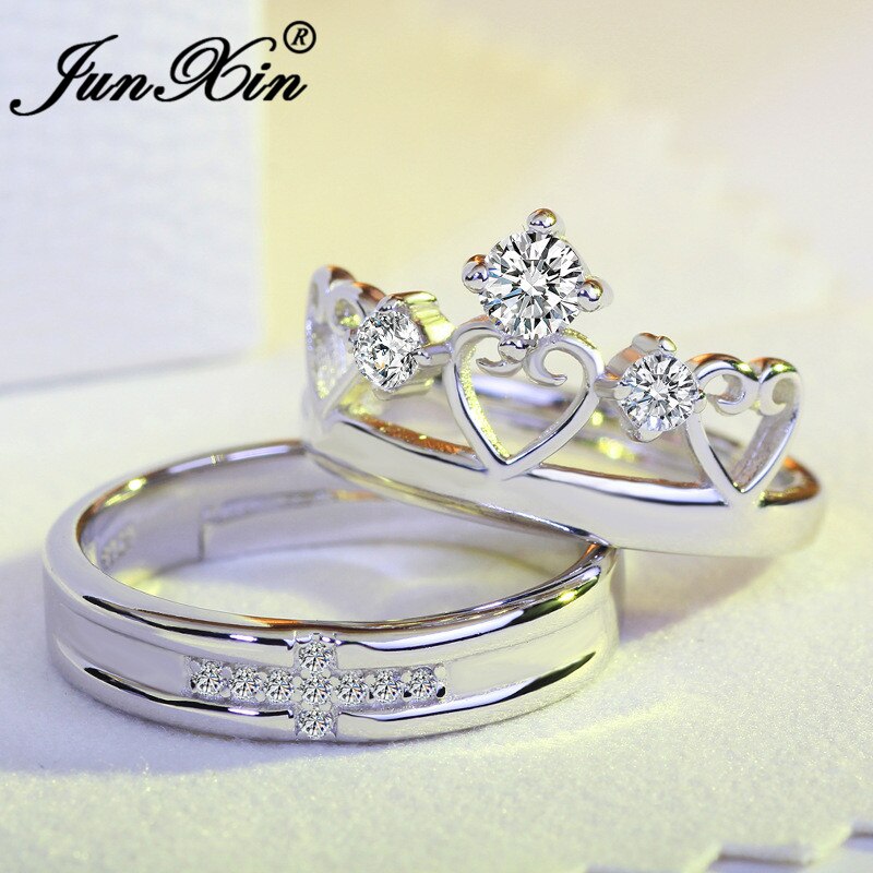 JUNXIN 8 Stil Engagement Paar Ringe Für Frauen Männer Einfache Crown Herz Verstellbaren Ring Hochzeit Schmuck Beste: 05