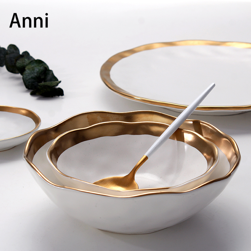 złoty udar talerze ceramiczne nordycki kreatywność matowe płytki talerz restauracja taca robić serwowania deser ciasto naczynia zastawa stołowa robić kuchni