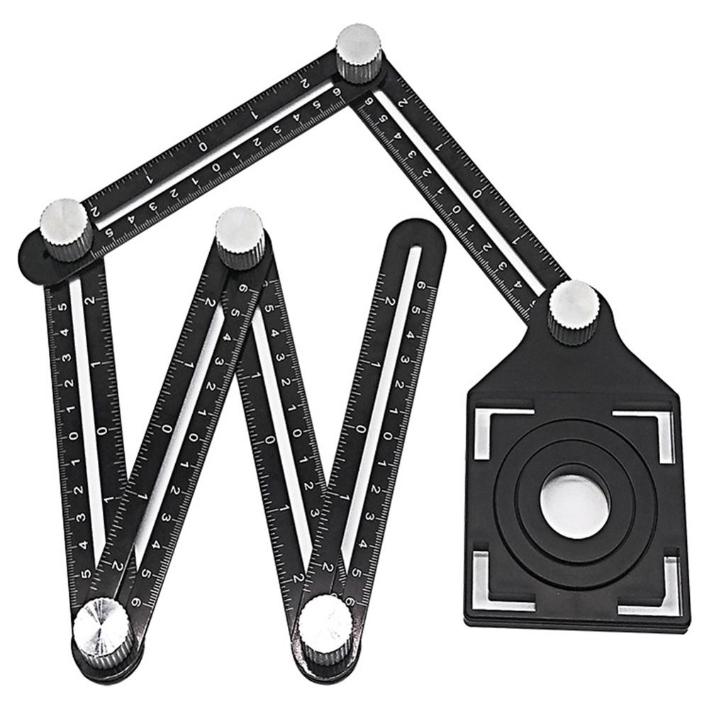 Aluminum Alloy Six-Sided Fold Ruler Mechanism Slides With Hole Locator Tile Positioning Measuring Instrument Template Angle Tool: Default Title