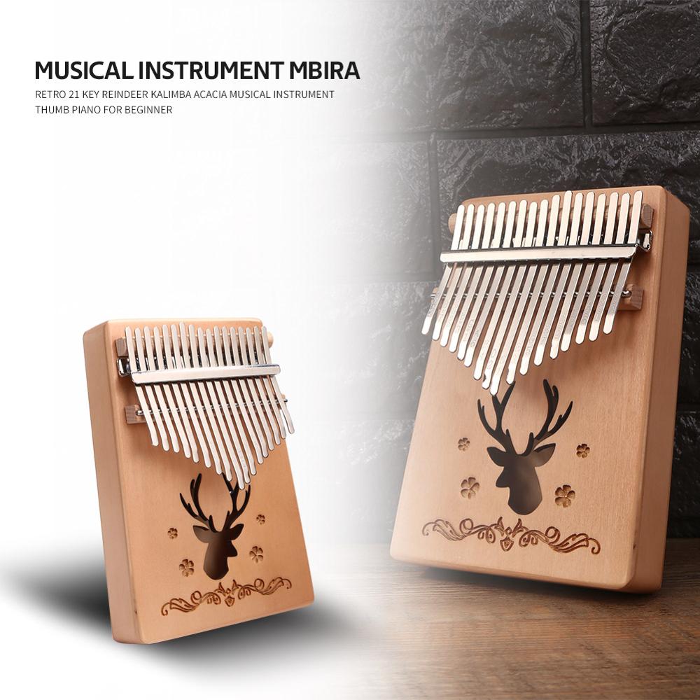 17 Keys Kalimba Musical Instrument Spruce Thumb Finger Piano African Sanza Mbira with Tuning Hammer Sticker for Beginner Kids