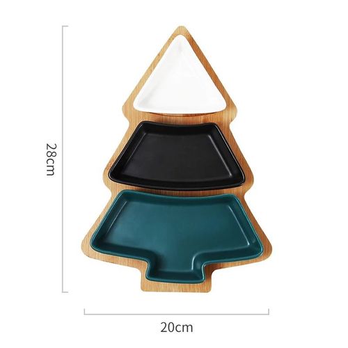 28cm full set ceramic bamboo Christmas tree tray Snack plate fruit bowl dish plate tableware breakfast tray kitchen home supply: Color mixing
