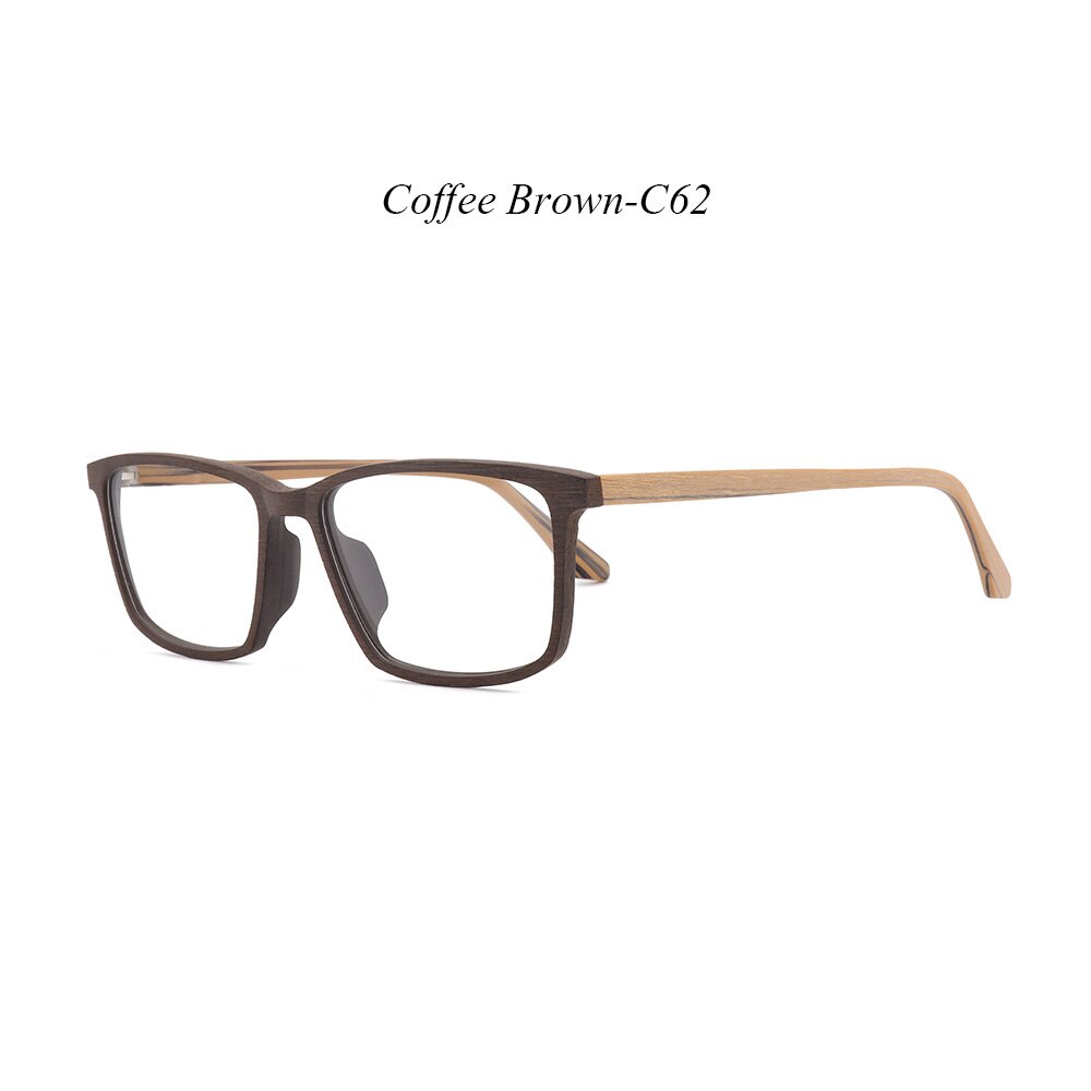 HDCRAFTER Wooden Prescription Frame Glasses for Men Optical Myopia Eye Glasses Frame Clear Full Frame Eyeglasses Spectacles: C62