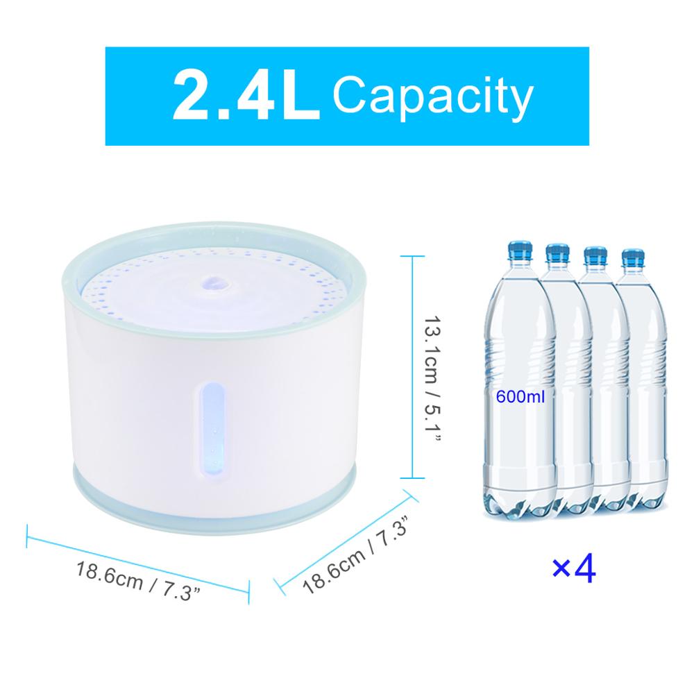 2.4L Kat Automatische Feeder Drinken Filter Automatische Kat Fontein Voor Huisdieren Water Dispenser Grote Lente Drinken Kom Met Led