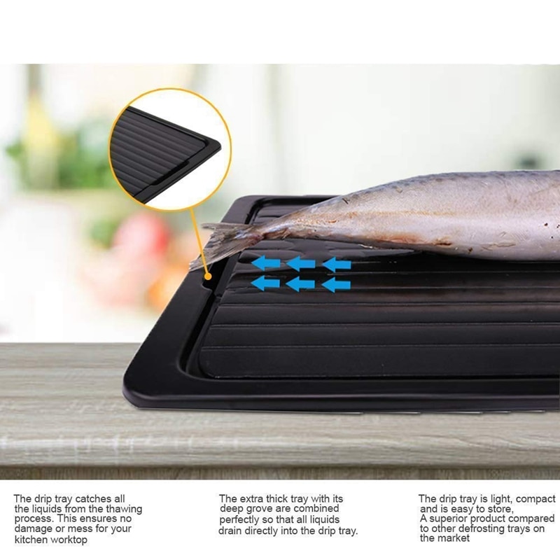 Aluminum Defrost Board Rapid Thawing Tray Without Electricity Chemicals Micro-wave for Thawing freeze Food 34.5 X 24.5 X 3.5Cm