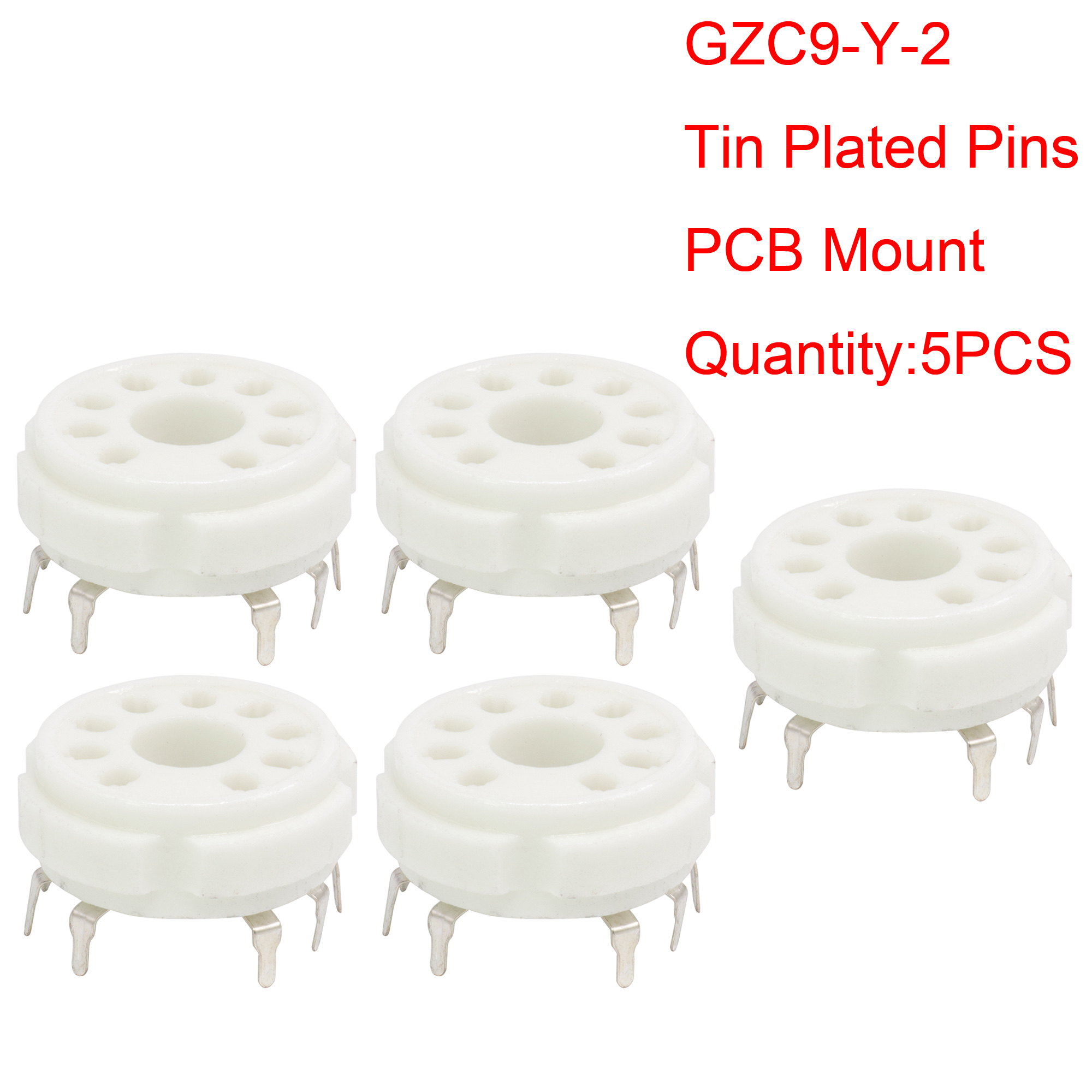 9pin Ceramic Tube Socket Valve Base for EL504,EL519,PL519,EL502,6LQ6,7868 Vintage Audio Amplifier DIY PCB Chassis Mount: black