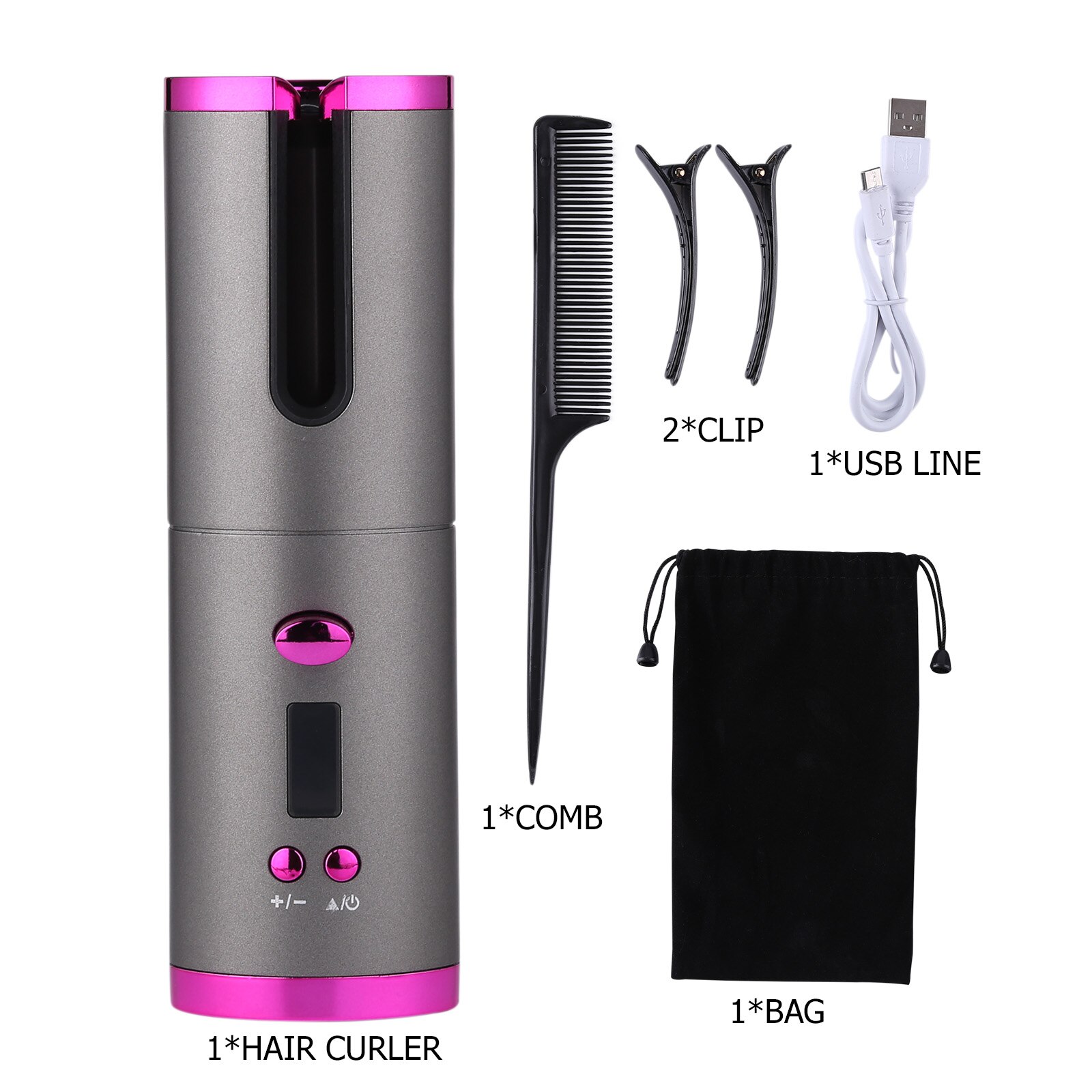 Automatic Hair Curler USB Cordless Rechargeable Auto Rotating Curling LED Display Temperature For Curly Machine Or Waves Hair