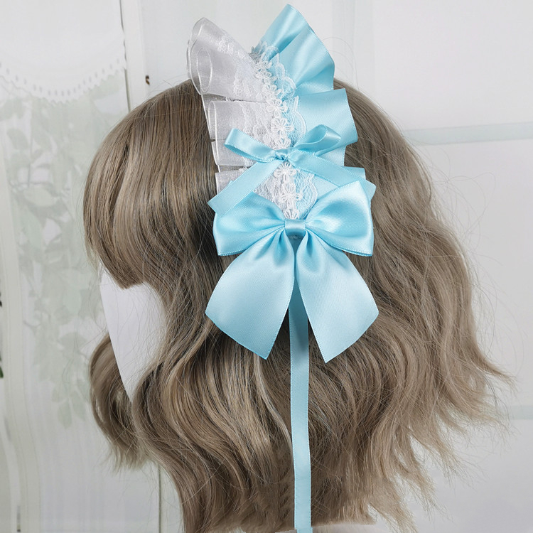 Diadema de Anime para niña, accesorio para el cabello de Lolita Maid con encaje de flores, Aro para el pelo de Cosplay, hecho a mano: Morado