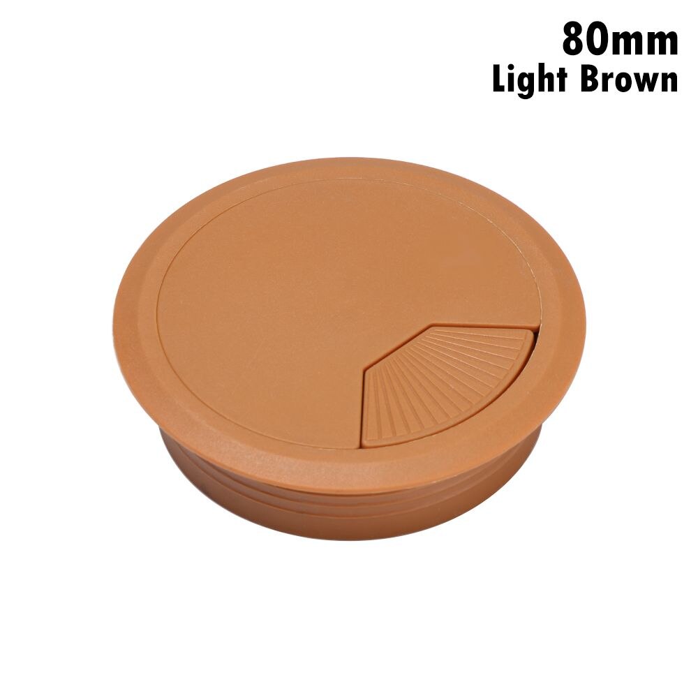 60/80mm Desk Table Plastic Cable Hole Cover PC Computer Desk Round Wire Tidy Grommet: light brown-80mm