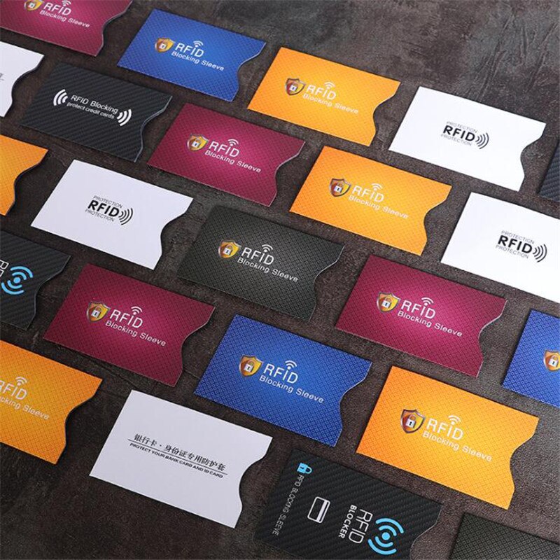 Protection antivol RFID pour cartes de crédit, Protection contre le blocage des manches du porte-cartes, étui en peau, étui pour cartes bancaires, 5 pièces
