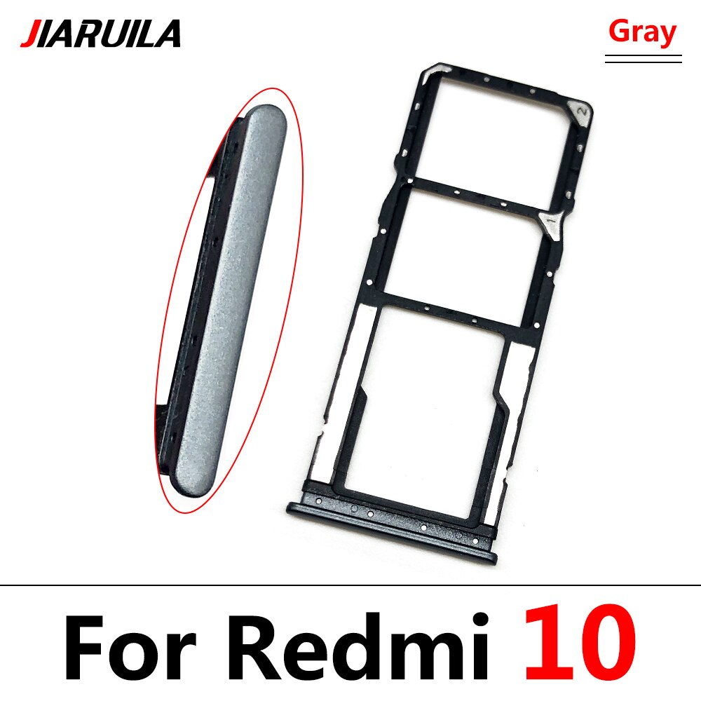 Support de carte SIM pour Xiaomi Redmi 10, support de carte SD, pièces de rechange: Gray
