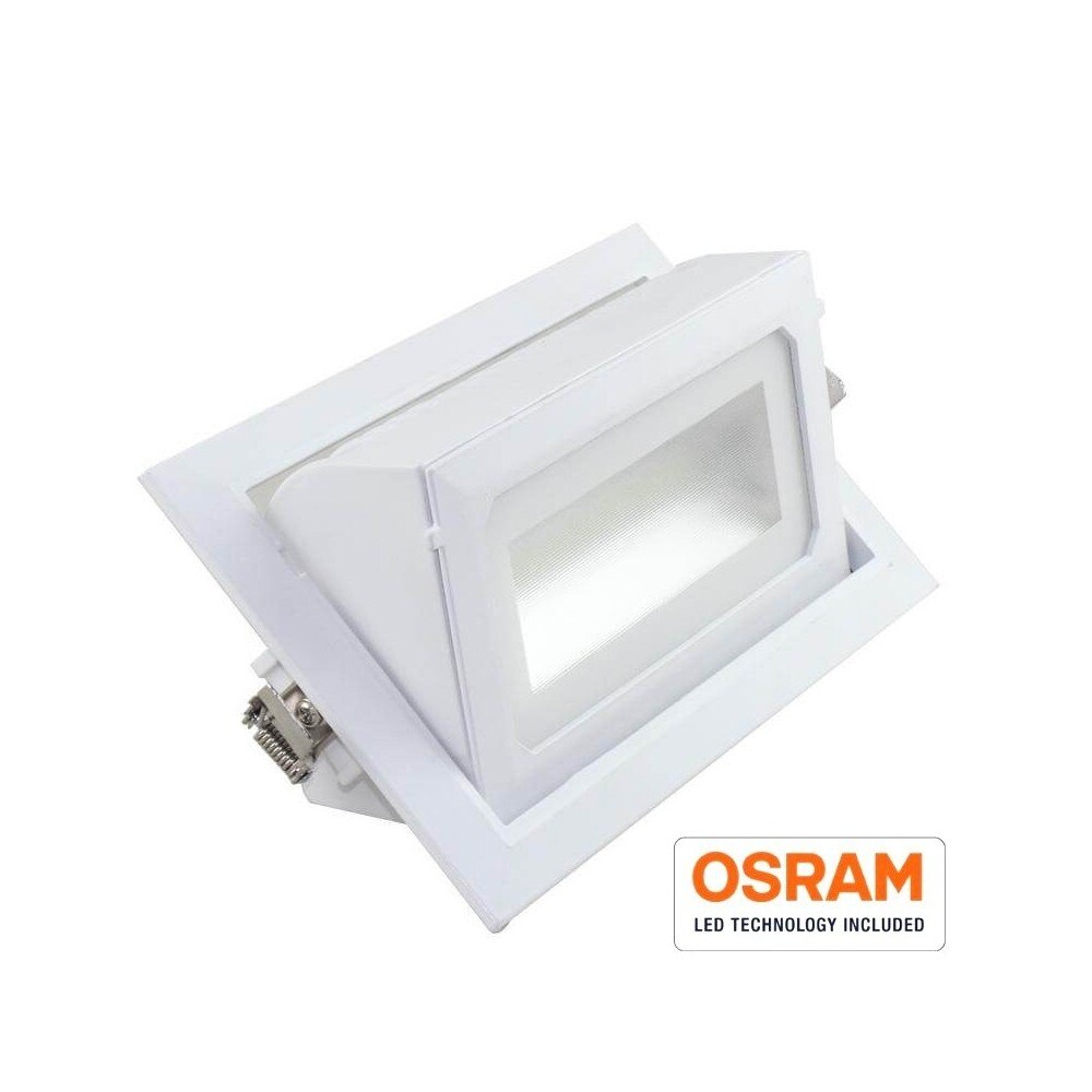 FactorLED Foco Proyector LED 40W Osram Chip, Rectangular 120º, Empotrable, Iluminación Interior, Temperatura Luz Seleccionable