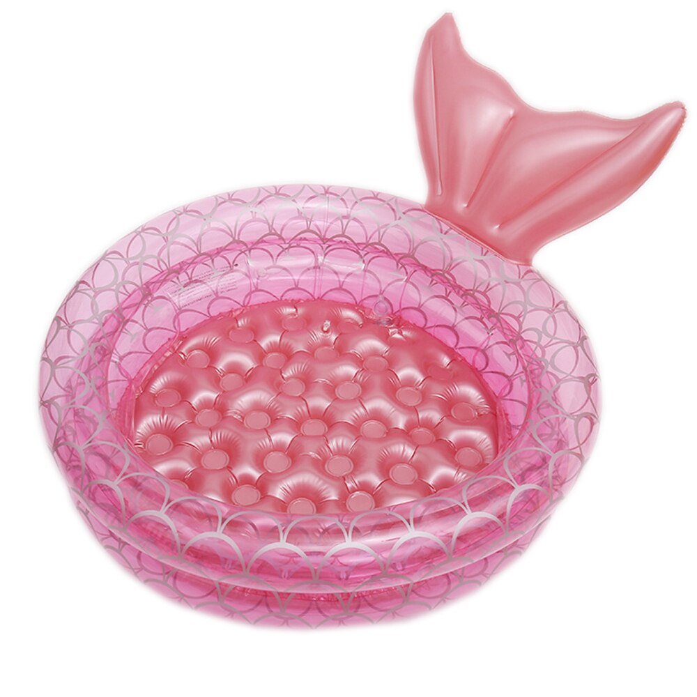 Pink lovely Mermaid shaped plastic inflatable swimming pool children's indoor ocean ball pool children's birthday: Diameter 90cm