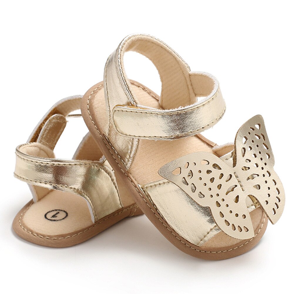Emmababy Girl Sandals Summer Cute Toddler Baby Girls Sandals Anti-Slip Soft Sole Sandals Princess Shoes: Gold / 0-6 Months