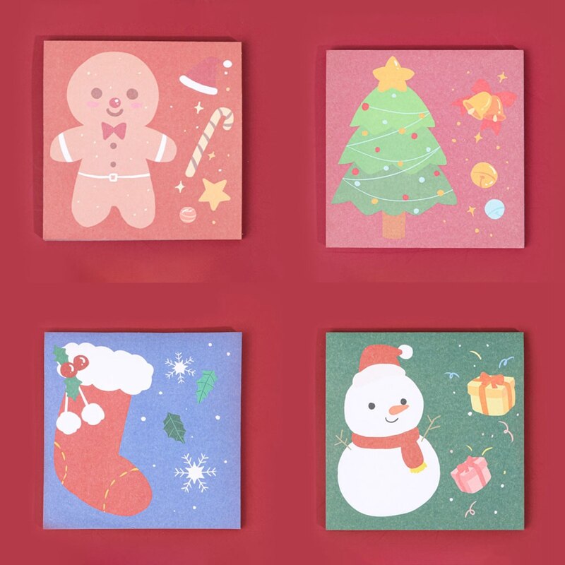 Leuke Cartoon Kerst Student Briefpapier Sticky Berichten Sneeuwpop Kerstboom Gedrukt Notities Stickers Party Accessoires