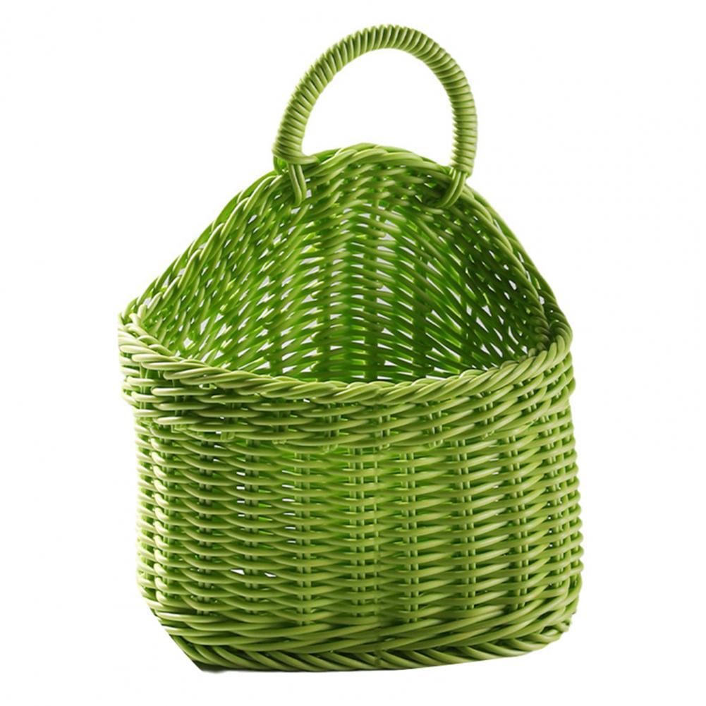 Panier de rangement en rotin et osier, utile, avec poignée, minimaliste: Green