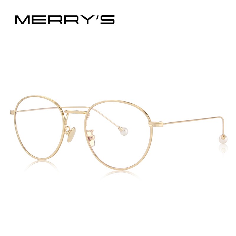 Vrouwen Mode Optische Frames Brillen Stralingsbestendige Bril Parel Benen S'2076: C04 Gold