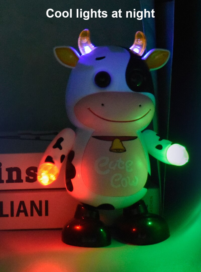 Taniec dziecko śliczna krowa elektryczny elektryczny tańczący robot dźwięk światło muzyka taniec dziecko śliczna krowa zabawka elektryczna dla dzieci chłopiec