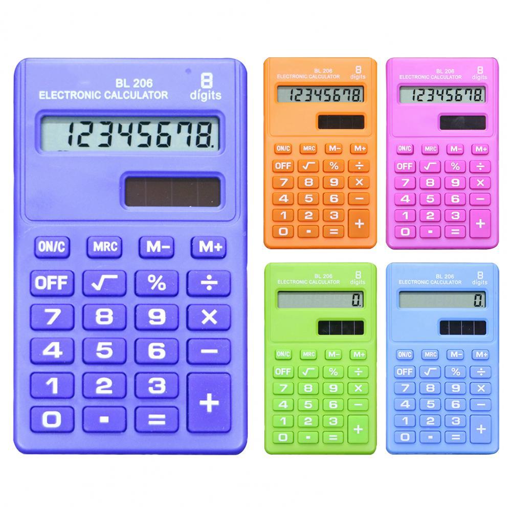 8 Digits Portable Calculator Reliable ABS Pocket Size Handheld Calculator Office Supplies Orange Pink Green