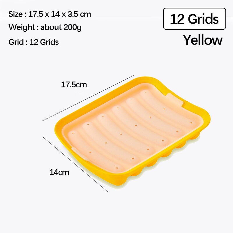 Molde de silicona para hacer salchichas sin BPA, utensilio de cocina hecho a mano para perros calientes, jamón, accesorios de cocina: 12 holes yelow