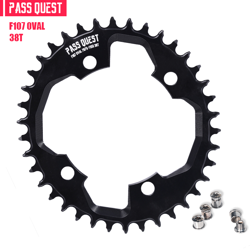 Pass Quest F107BCD Kettingblad 36-52T Ronde/Oval Black Crank Voor Sram Force Crank 12 Speed Axs kettingblad Smalle Brede Kettingblad: hollow oval 38T