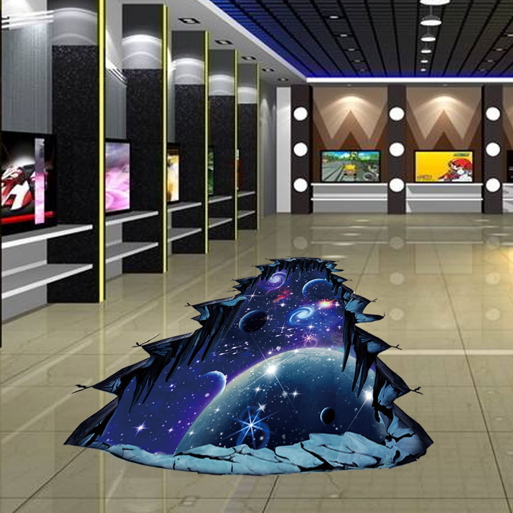 3D Creatieve Cosmic Galaxy Floor Stickers Melkweg Planeten Floor Muurstickers Voor woonkamer hal plafond kinderkamer Decor Art