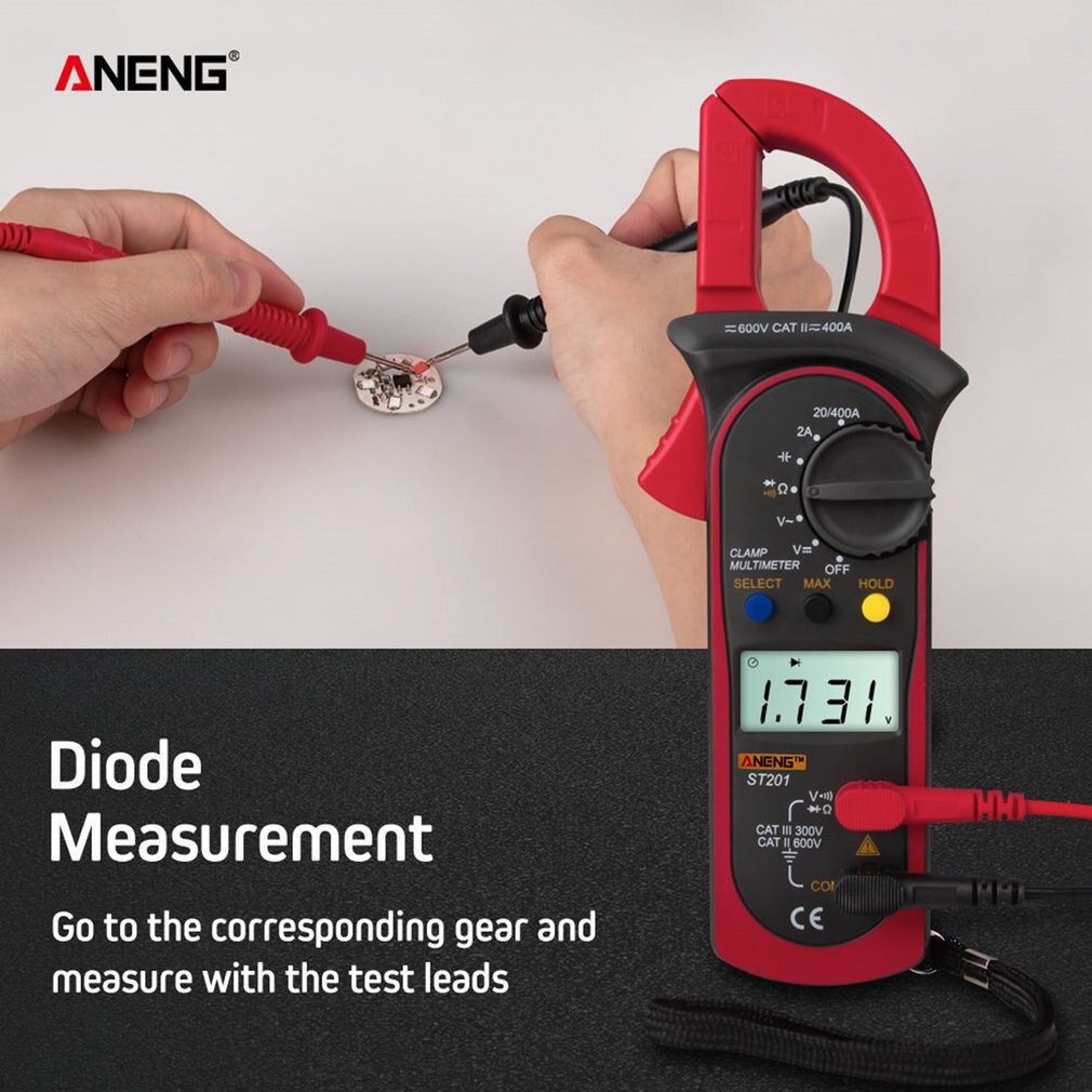 ANENG ST201 1999 Counts Digital Clamp Meter Multimeter DC/AC Voltage Ammeter Resistance capacitance Diode Tester Data Hold