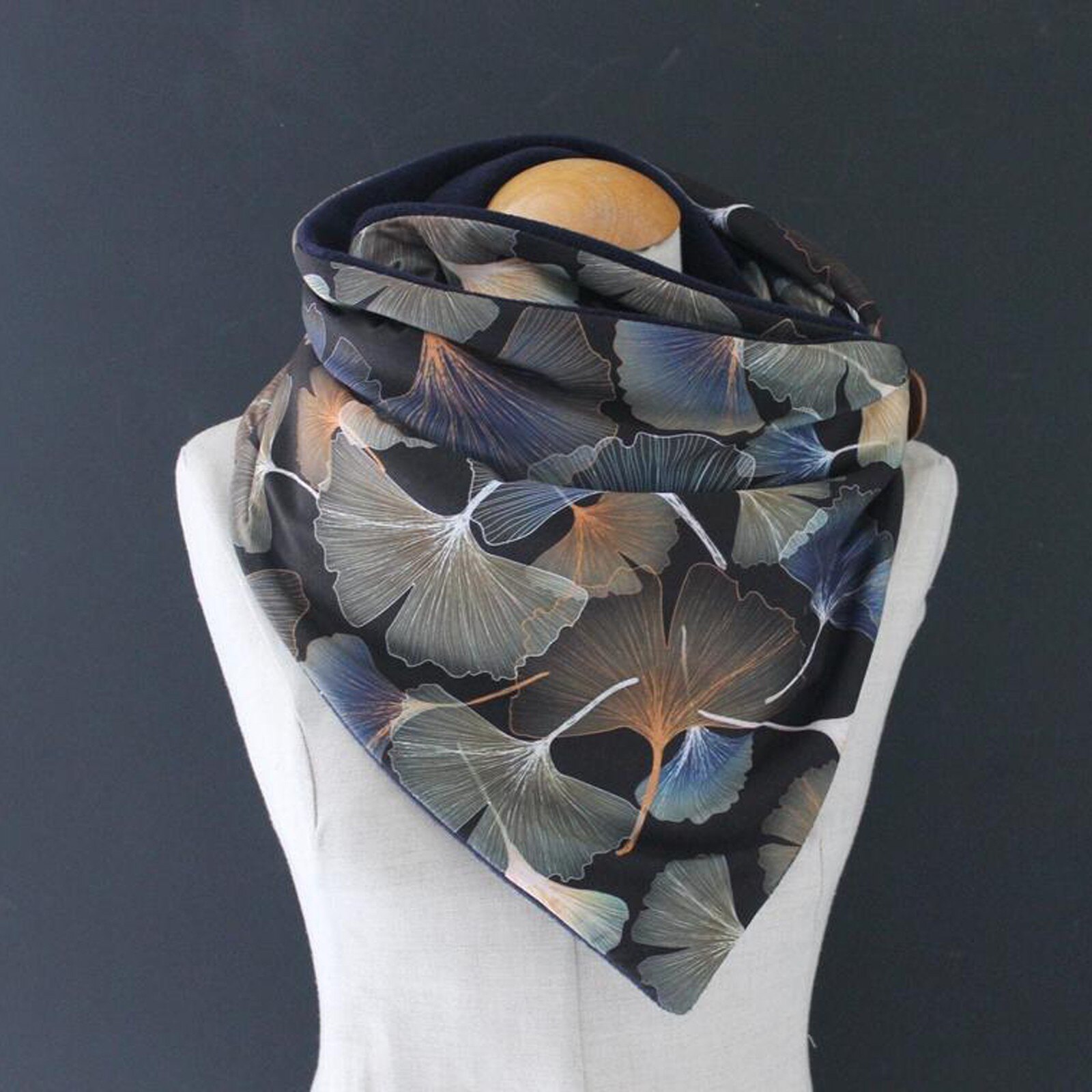 * Vrouwen Winter Warm Print Sjaals Vintage Afdrukken Bladeren Knop Wrap Casual Warme Sjaal Poncho Hoofd Warmer Mond Cover: C