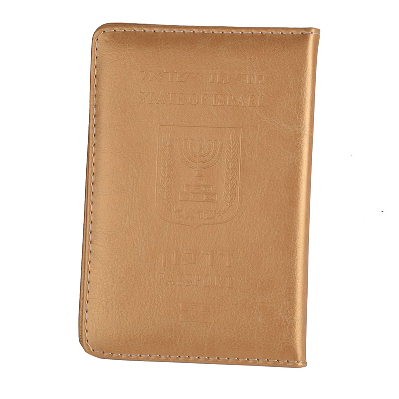 Reise Pu Leder Israel Passport Abdeckung Fall Brieftasche Männer Frauen Israelische Kreditkarte Halter Protector Fall: gold